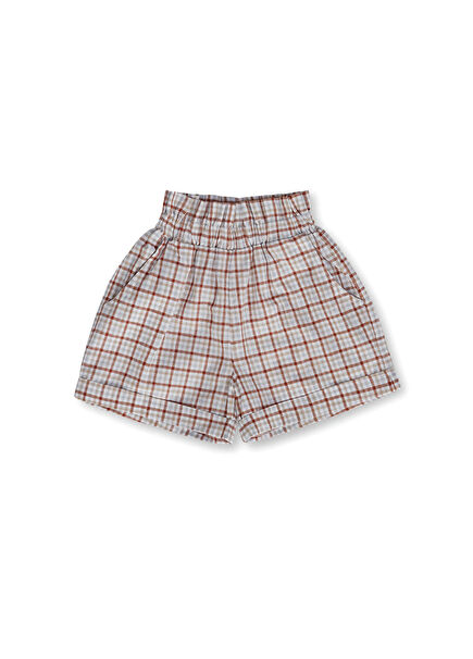 Alba Kiremit Ekoseli Organik Pamuk Kız Çocuk Şort
