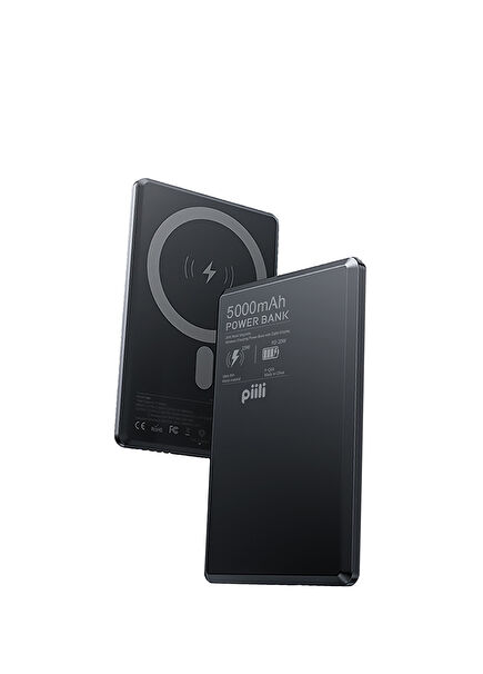 P-Q66 Gri Manyetik Wireless Powerbank 5.000 mAh