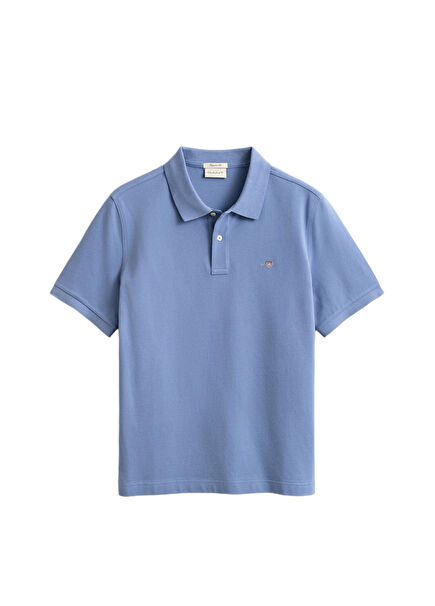 Blue Regular Fit Buttoned Polo Collar Short Sleeve Men's T-Shirt