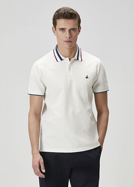 Comfort Fit Beyaz Polo Yaka T-shirt