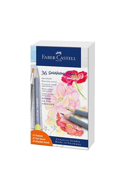 Goldfaber Aqua Highly Pigmented 36 Pcs 12 Pastel and 24 Classic Color Crayons