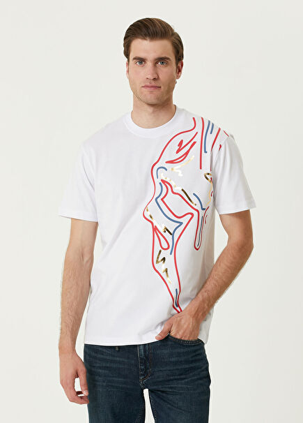 Beyaz Grafik Baskılı T-shirt