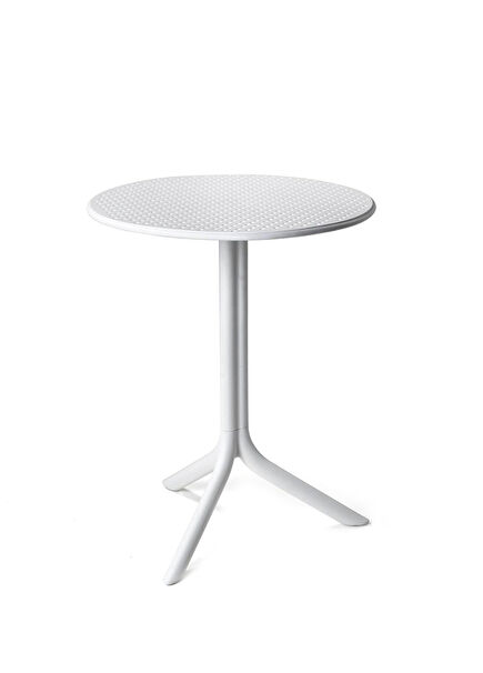 Step White Round Garden Table