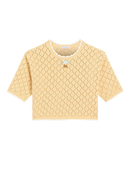 Sarı Desenli Örgülü Kız Çocuk Kazak