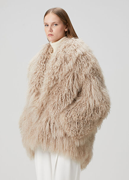 Bej Shearling Kaban
