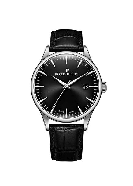 JPQGS661111 Siyah Deri Erkek Kol Saati