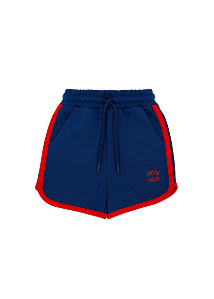 Navy Blue Red Boys Organic Cotton Shorts
