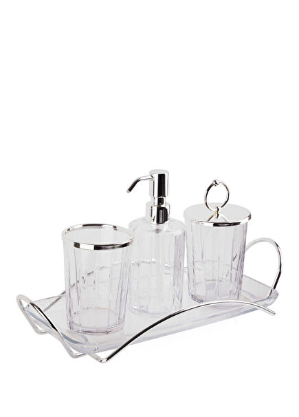 Accademia Platinum Gilded Glass 4-Piece Bathroom Set