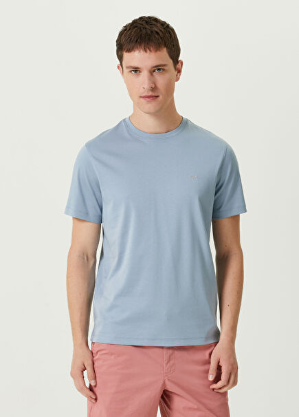 Açık Mavi Logolu Kısa Kollu T-shirt