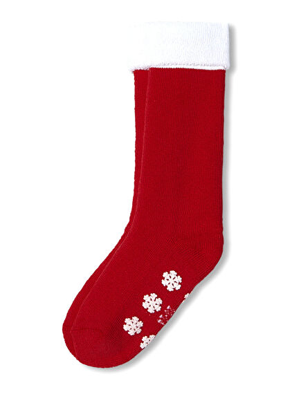 Red Christmas Themed Baby Boy Curl Socks