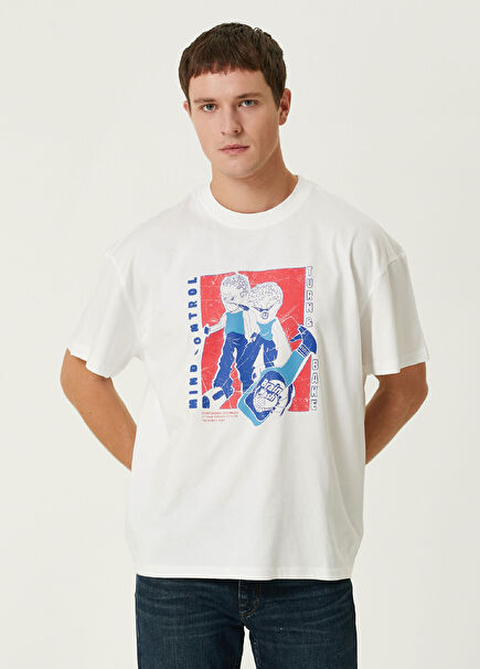 Brainwash White Oversized Short Sleeve Men's T-shirt