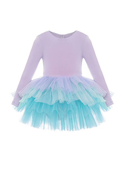 Mermaid Lila Kız Çocuk Tütülü Elbise
