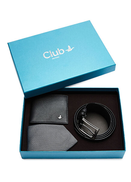 Black Wallet Belt Tie Gift Set