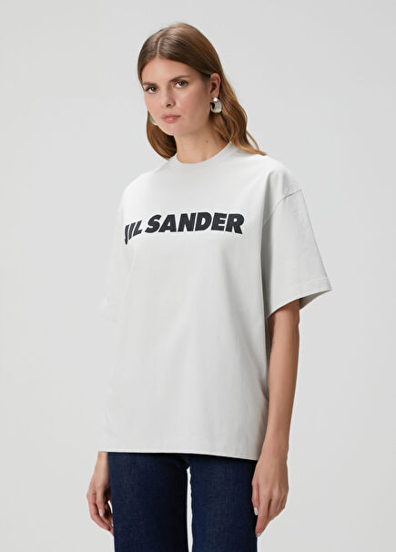 Gri Logo Baskılı T-shirt