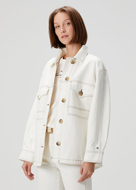 Oversized Ecru Denim Jacket