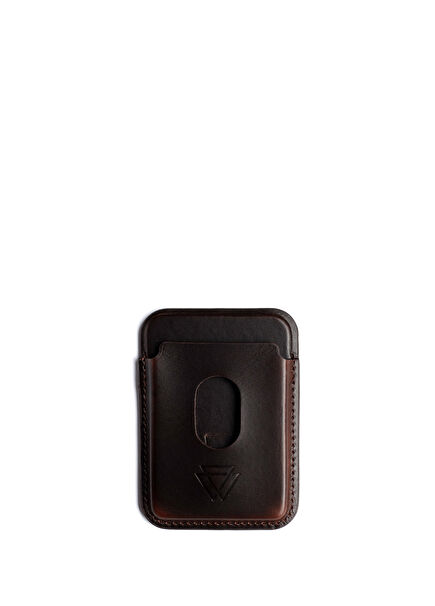 iPhone Magsafe Uyumlu Dark Brown Deri Kartlık