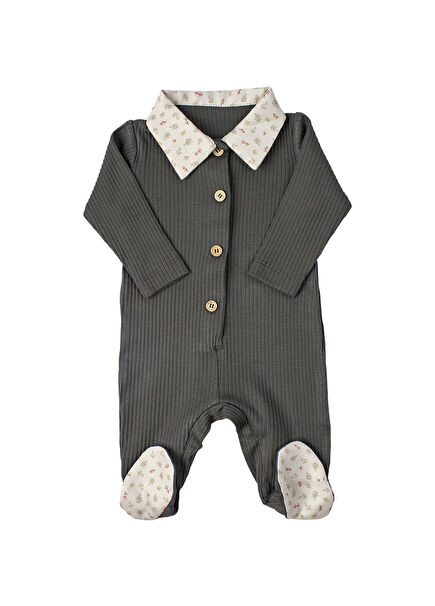 Forest Green Long Sleeve Footed Unisex Baby Jumpsuit