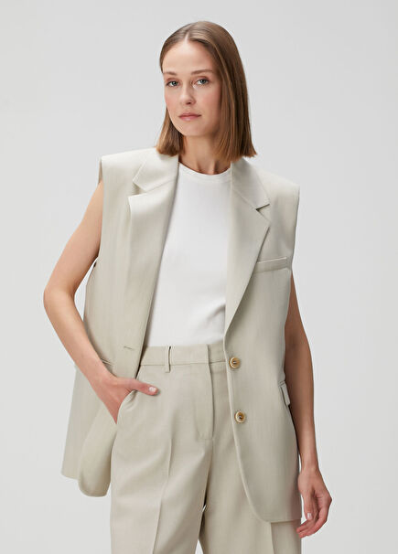 Beige Wool Vest