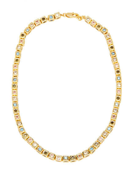 Multicolored Cube Stone Women's Necklace