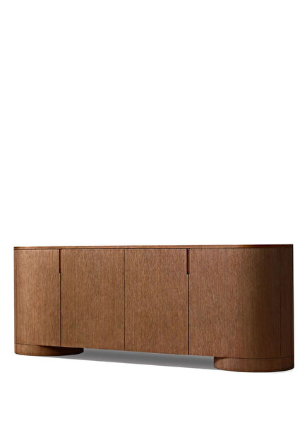 Poseidon Brown Oak Wood TV Console with 4 Doors 152 x 45 cm