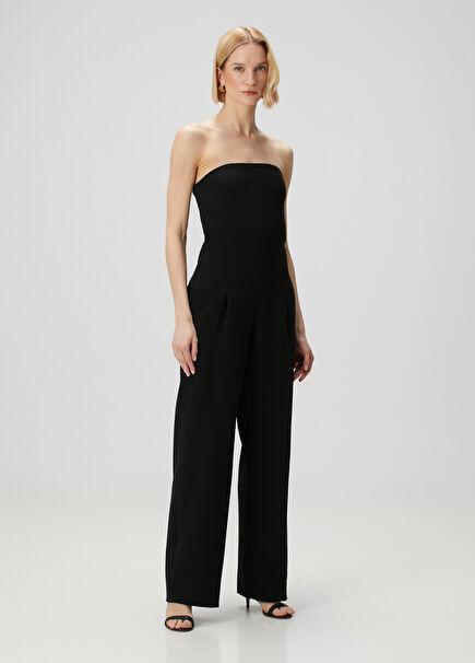 Black Strapless Crepe Jumpsuit