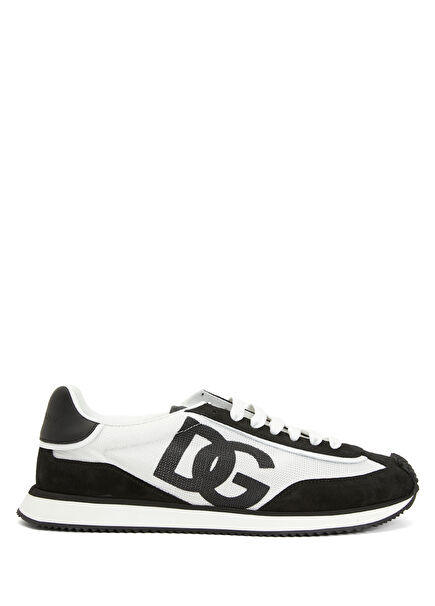 Black White Logo Detailed Men's Leather Sneakers