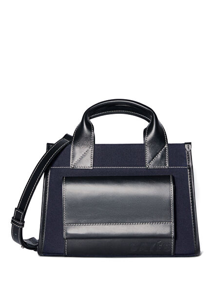 Stitched Pocket Mini Lacivert Siyah Kadın Omuz Çantası