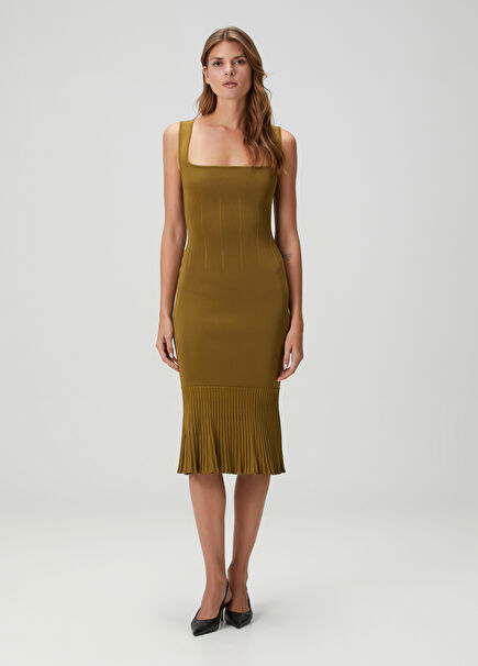 Atalanta Khaki Midi Dress