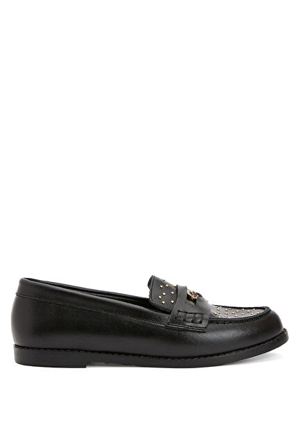 Medusa Siyah Gold Unisex Çocuk Deri Loafer
