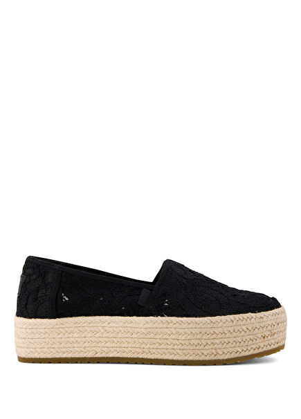 Valencia Floral Crochet Black Thick Sole Women's Espadrille