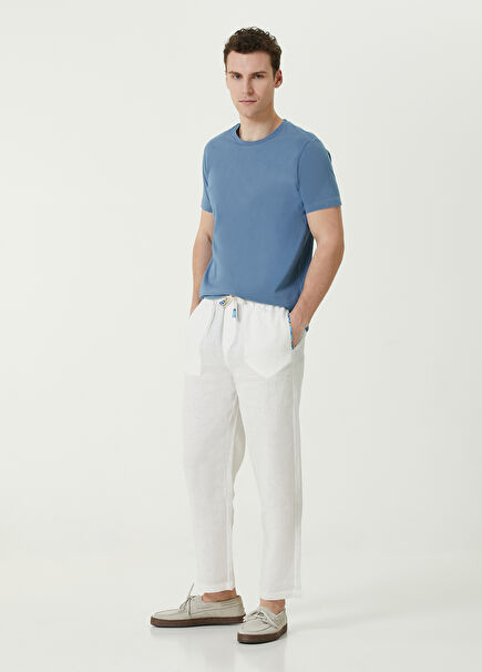 White Belted Linen Trousers