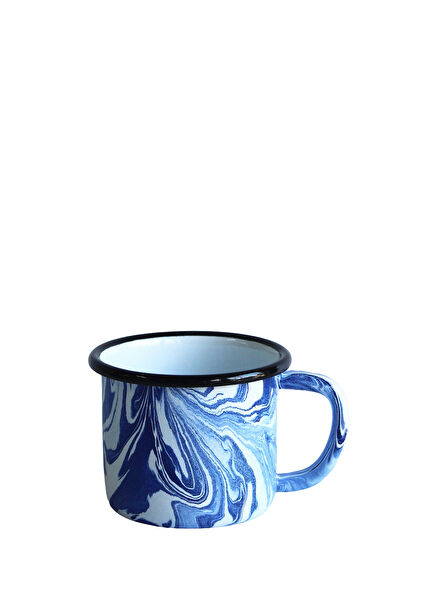 Lacivert Emaye Mermer Desenli Kupa