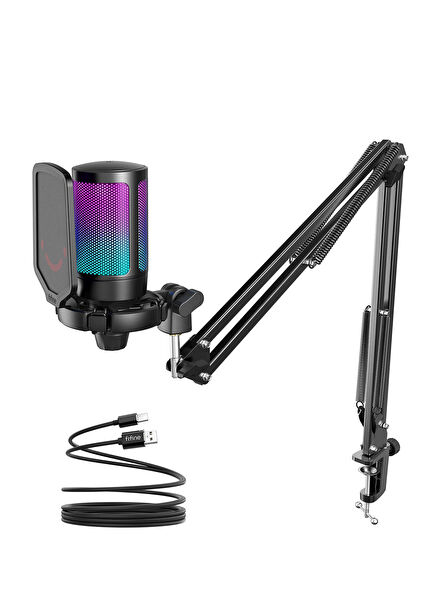 Ampligame A6T RGB USB Black Microphone Set