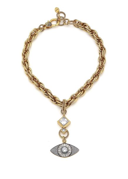 Lucienne Zircon Eye Chain Gold Plated Women's Necklace