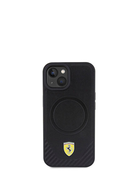 iPhone 15 MagSafe Compatible Black PU Carbon Case