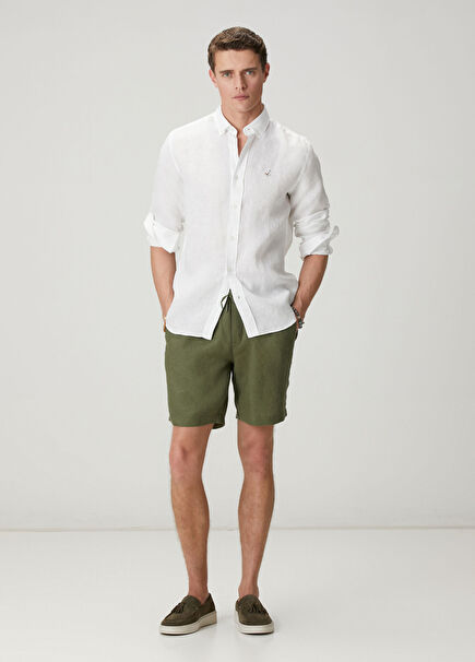 Gren Waist Corded Linen Shorts