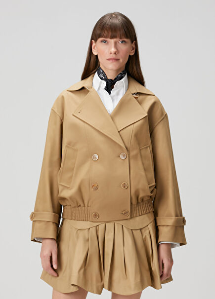 Barney Beige Double-Breasted Jacket