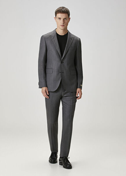 Drop 7 Füme Çizgi Desenli Yün Takım Elbise