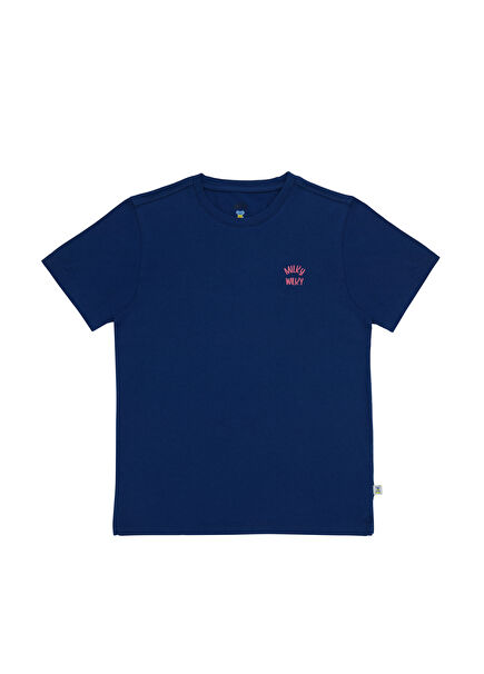 Navy Blue Organic Cotton Girls T-Shirt