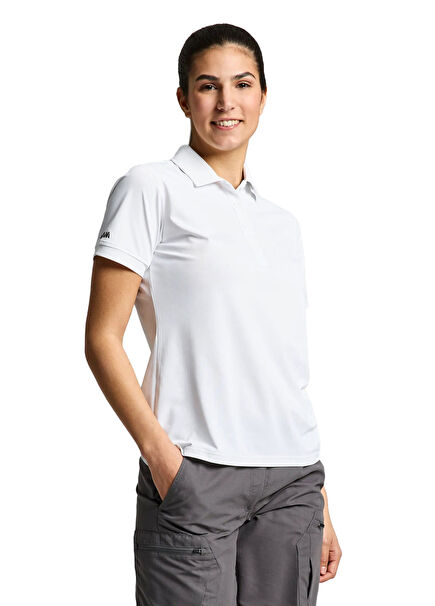 Ws Tech Pique Beyaz Polo Yaka Kısa Kollu Kadın T-Shirt