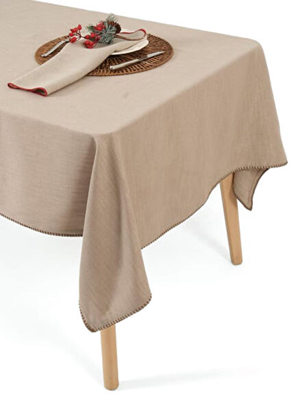 Maple Beige Stitched Tablecloth