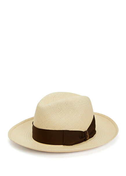 Beige Black Men's Straw Hat
