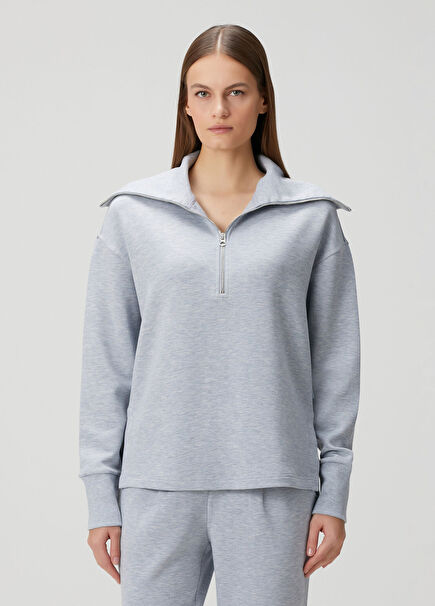 Grey Zipper Sweatshirt