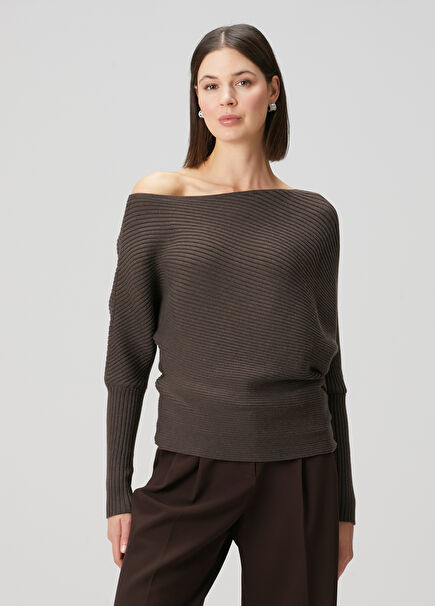 Brown Rib Sweater