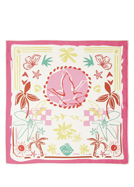 Silk Scarf With Multicolored Floral Pattern