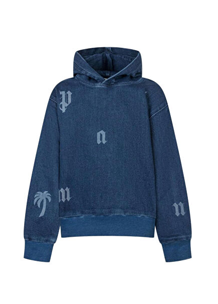 Mavi Kapüşonlu Erkek Çocuk Sweatshirt