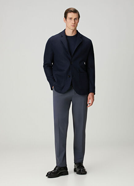 Dark Grey Waist Corded Trousers