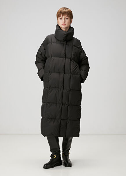 Black Quilted Long Coat