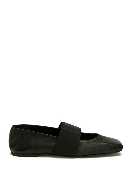 Black Leather Ballet Flats