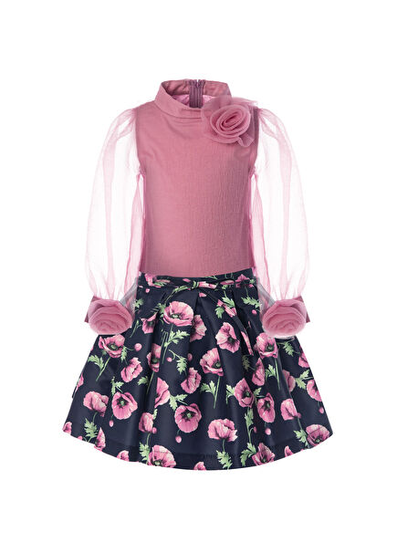  Orkide Güzeli Bluz ve Etek Kız Çocuk 2'li Set